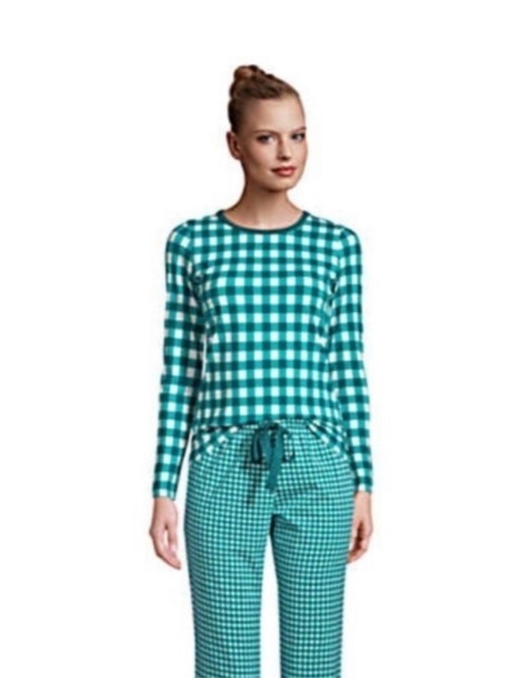 Draper James Lands End SZ M Pajama Set Pants & Top in Buffalo Check